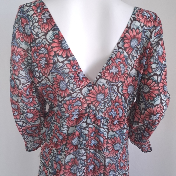 Anokhi Surplice Floral Print Midi Dress - Picture 9 of 13